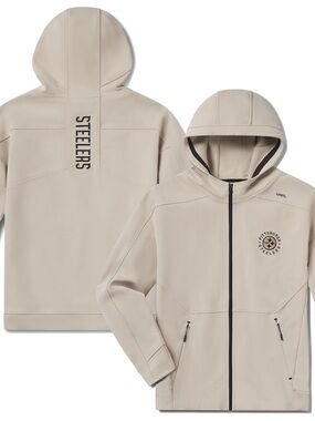 Men's Beige Full-Zip Hoodie Jacket- New